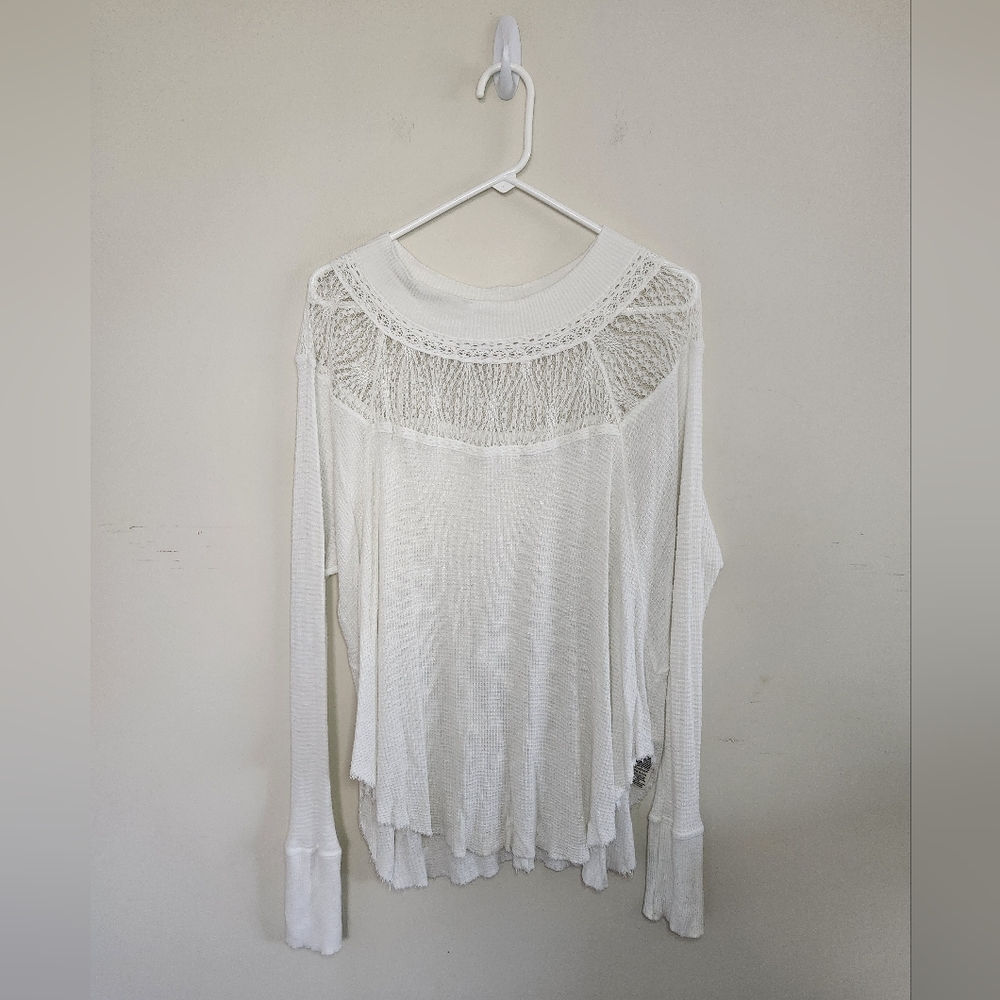 Free People White Lace Detail Top - Picture 3 of 9